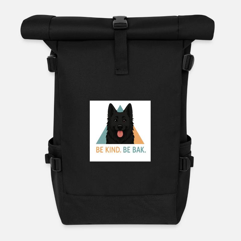 Be Kind Be Bak Dog Design - Roll Top Backpack - black