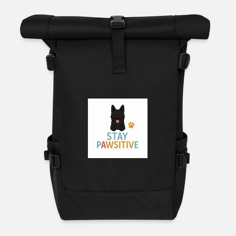 Stay Pawitive Hundemotiv - Rolltop Rucksack - Schwarz