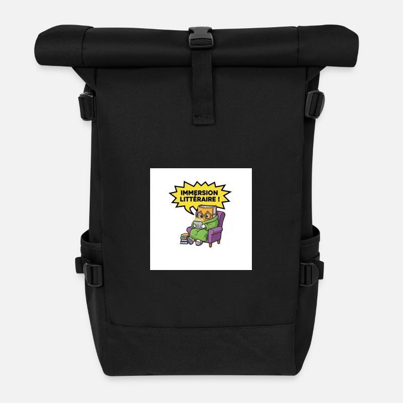 Colorful Literary Immersion - Roll Top Backpack - black