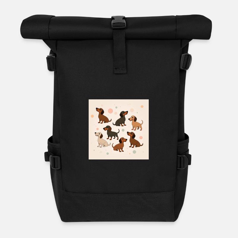 Dackel Paradies  - Rolltop Rucksack - Schwarz