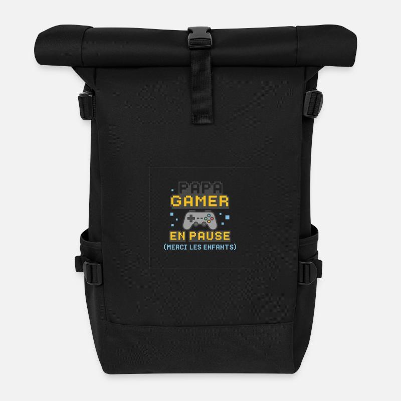 Gamer Dad on Break - Roll Top Backpack - black