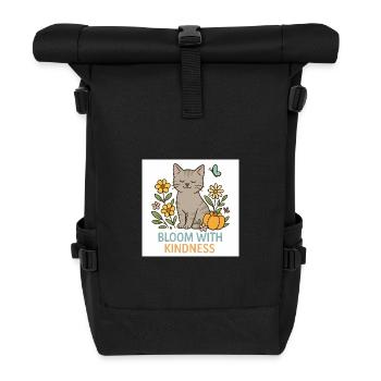 Splendeur florale adaptée aux chats - Sac à dos roll top - noir - Devant