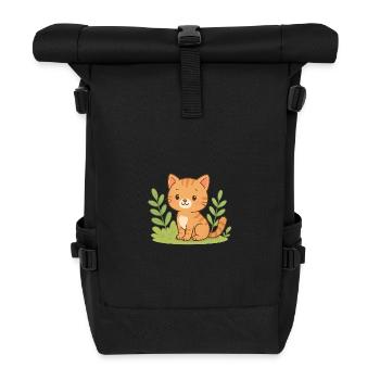Cuddly kitten in the green - Roll Top Backpack - black - Front