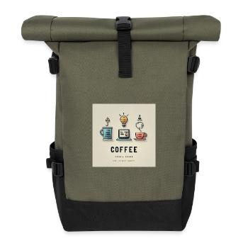 Coffee Code Design - Roll Top Backpack - olive/black - Front