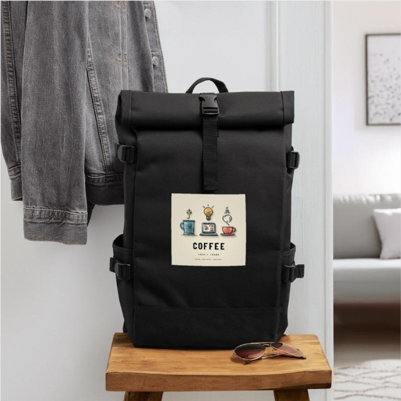 Conception du code du café Sac à dos roll top