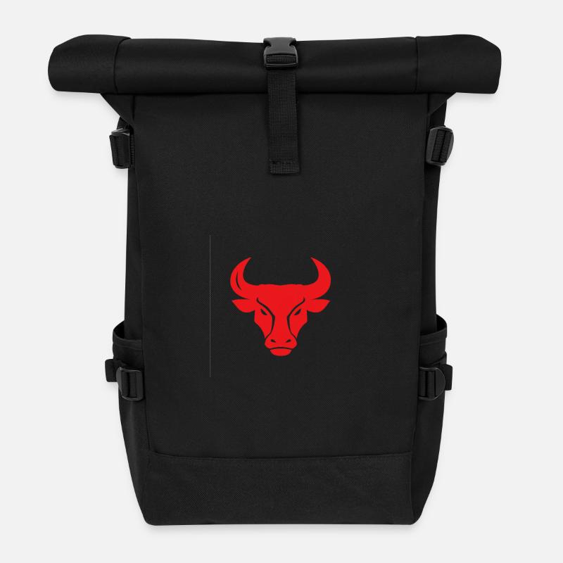 Bull Head Vector - Rolltop Rucksack - Schwarz