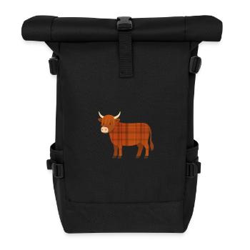 Warm tartan cow - Roll Top Backpack - black - Front