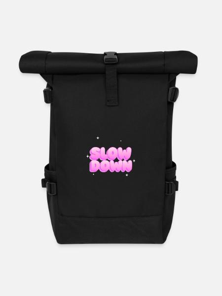 Slow down - Roll Top Backpack - black