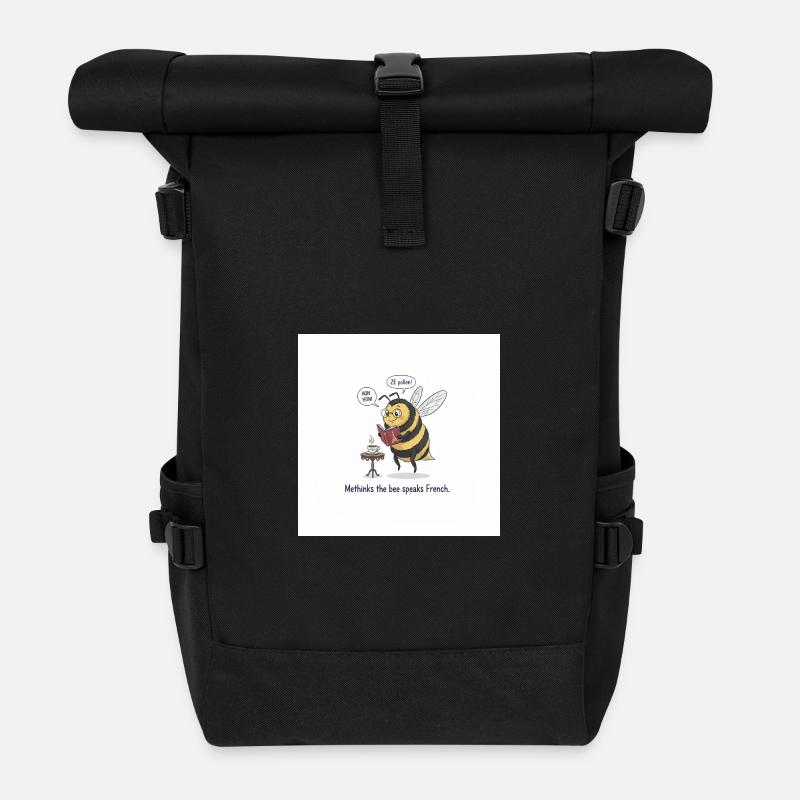 Bee lernt Französisch: Méthinks - Rolltop Rucksack - Schwarz