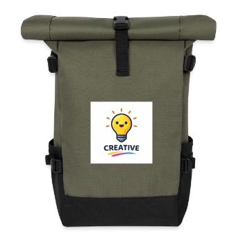 Creative flash of light design - Roll Top Backpack - olive/black - Front