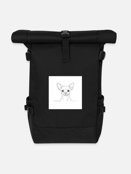 Chihuahua Lines Minimal - Roll Top Backpack - black