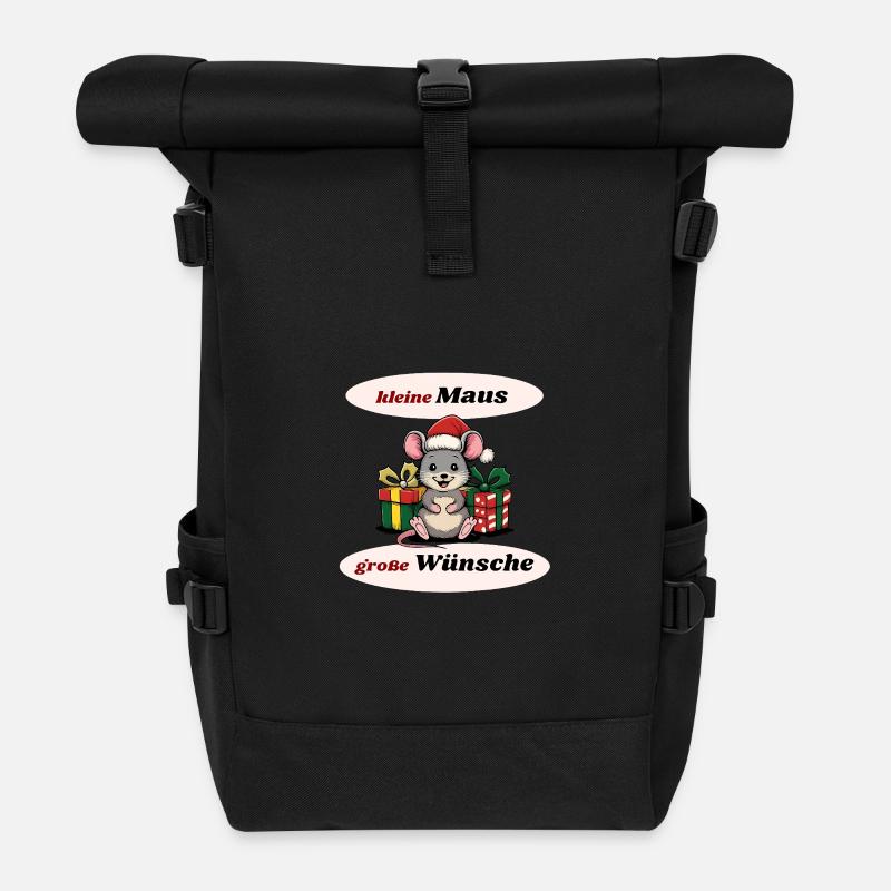 Weihnachtsmaus  - Rolltop Rucksack - Schwarz