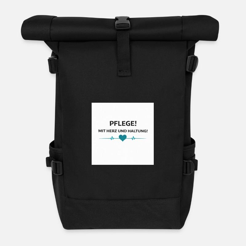 Pflege Alltag – MIt Herz und Haltung - Rolltop Rucksack - Schwarz