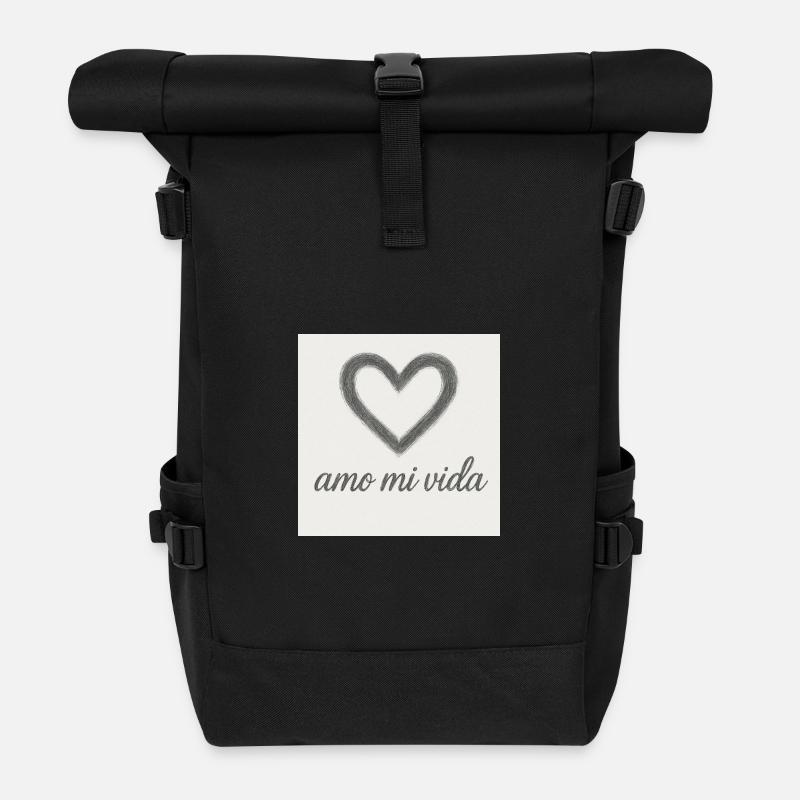 Heart and joy of life - Roll Top Backpack - black