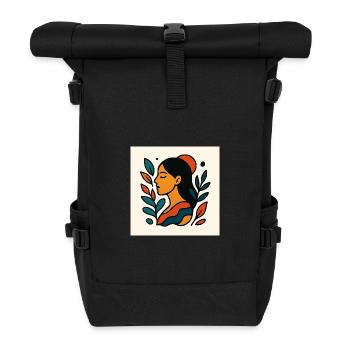 Farbenfrohes Porträt mit Laub - Rolltop Rucksack - Schwarz - Vorne