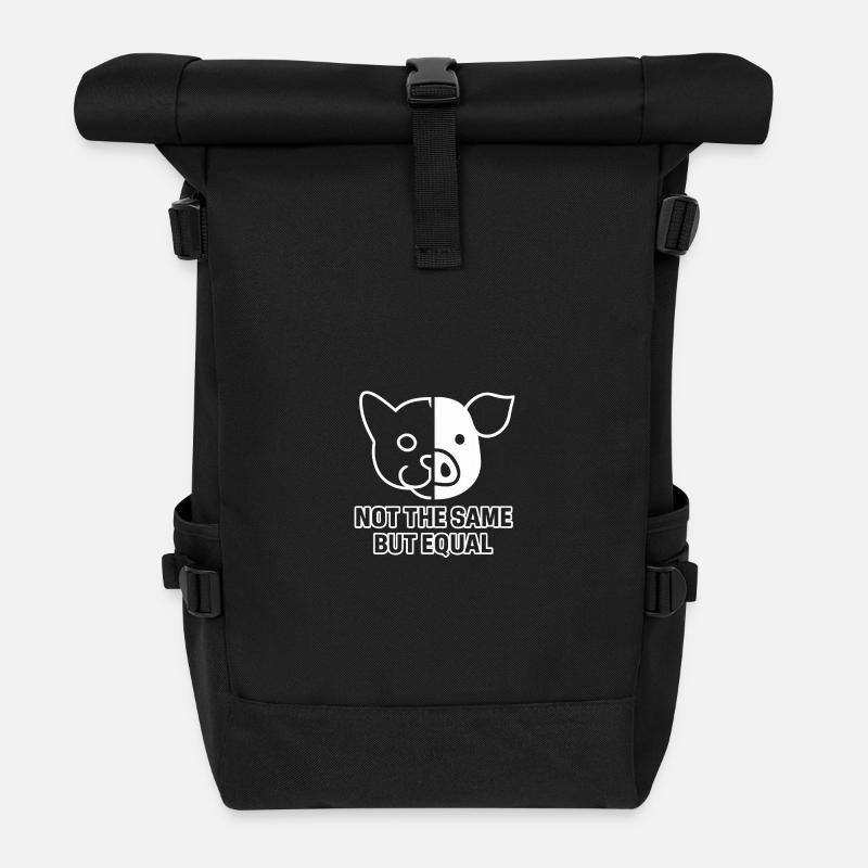 Katze Schwein - Rolltop Rucksack - Schwarz