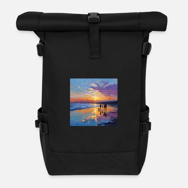 Sonnenuntergang über dem Meer - Rolltop Rucksack - Schwarz