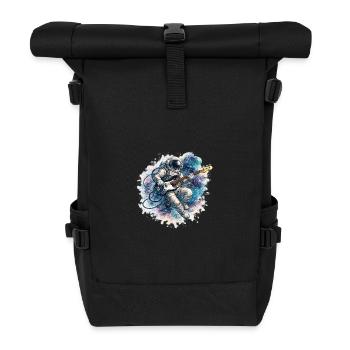 Space astronaut with bass guitar - Roll Top Backpack - black - Front