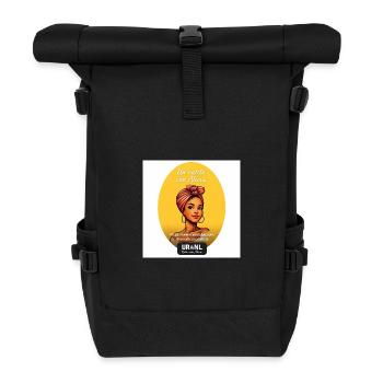 Alicia Portrait mit Turban – Gelber Hintergrund - Rolltop Rucksack - Schwarz - Vorne