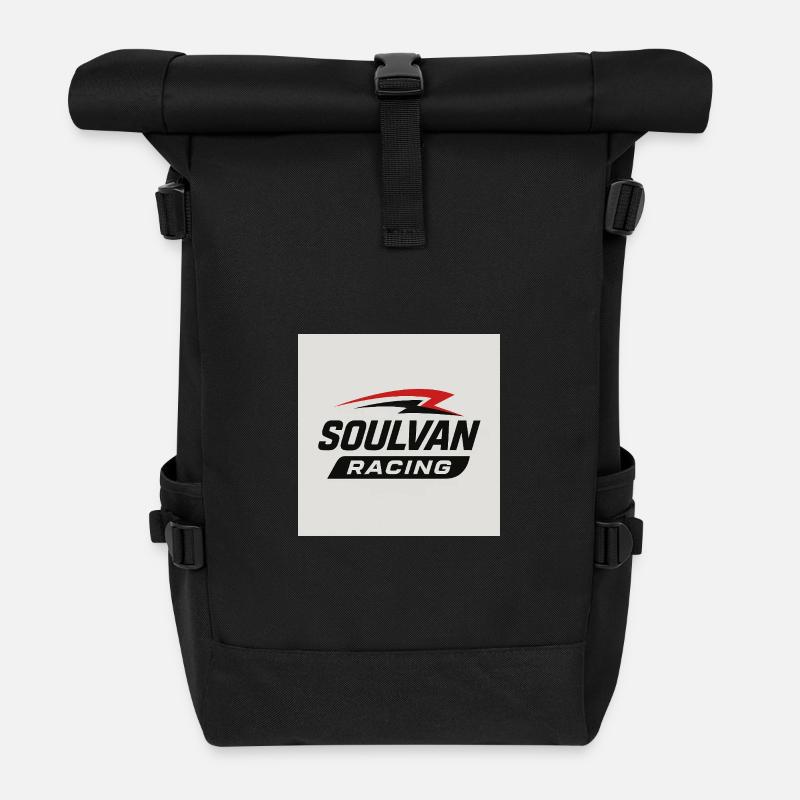 Soulvan Racing Emblem-Grafik - Rolltop Rucksack - Schwarz