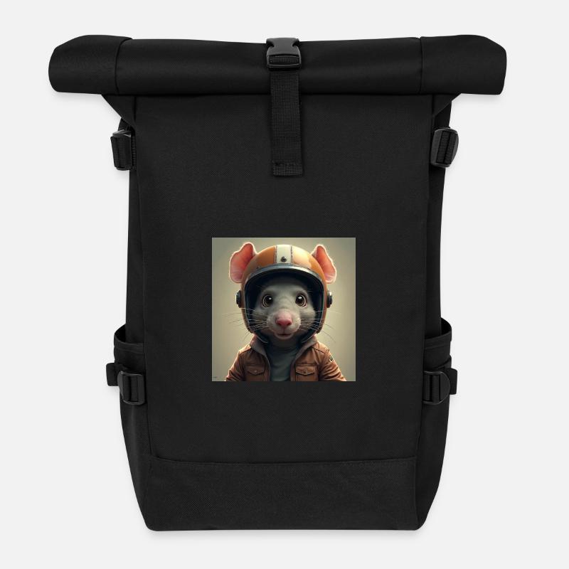 le petit rat motard - Sac à dos roll top - noir