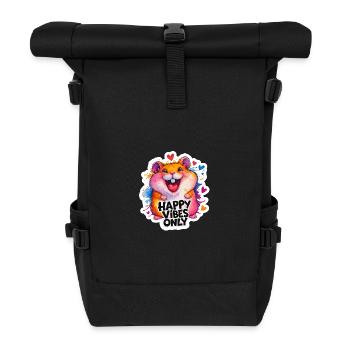 Hamster Happy Vibes Bunt - Rolltop Rucksack - Schwarz - Vorne