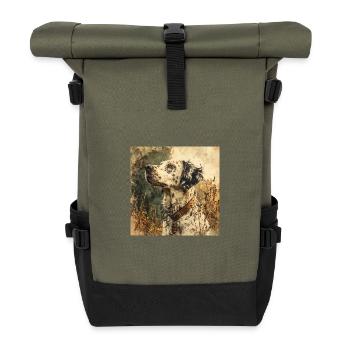 Dalmatiner Portrait im Vintage-Öl-Look - Rolltop Rucksack - Olive/Schwarz - Vorne