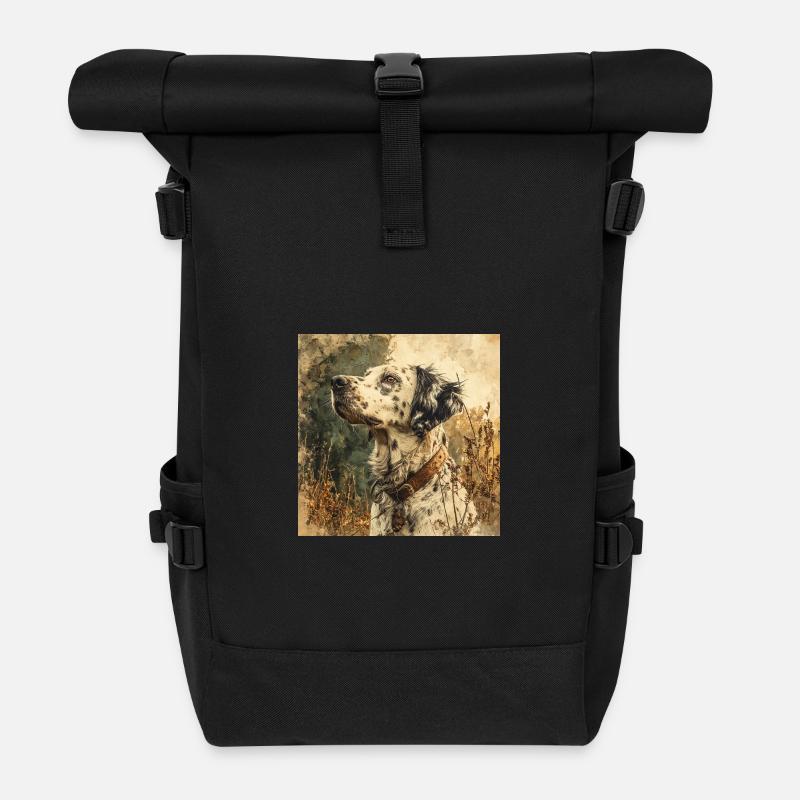 Dalmatiner Portrait im Vintage-Öl-Look - Rolltop Rucksack - Schwarz