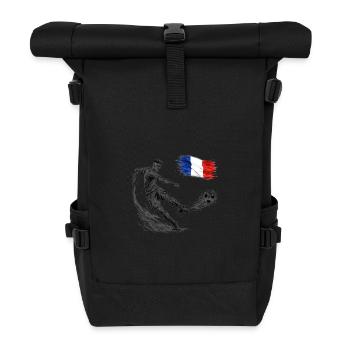 Dynamic football shot with France flag - Roll Top Backpack - black - Front