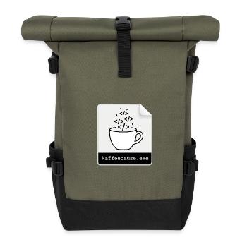 Kaffeepause.exe - IT Programmieren Informatik Code - Rolltop Rucksack - Olive/Schwarz - Vorne