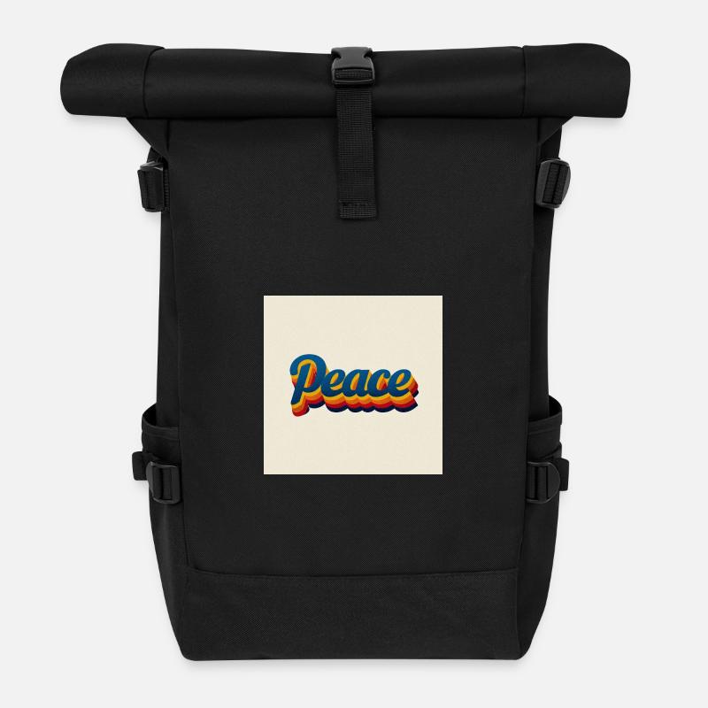 70s Peace Design - Roll Top Backpack - black