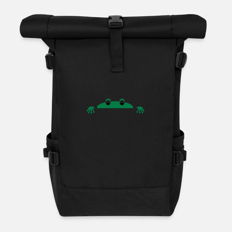 Frog face - Roll Top Backpack - black