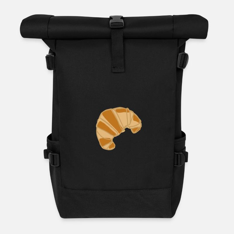Illustration de croissant pour le petit-déjeuner - Sac à dos roll top - noir