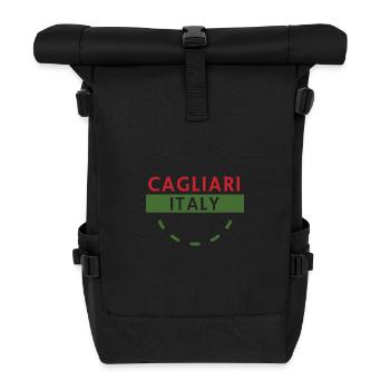 Cagliari Italien Emblem Grafiken - Rolltop Rucksack - Schwarz - Vorne
