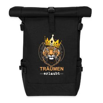 03 Tiger Traumen erlaubt - Rolltop Rucksack - Schwarz - Vorne