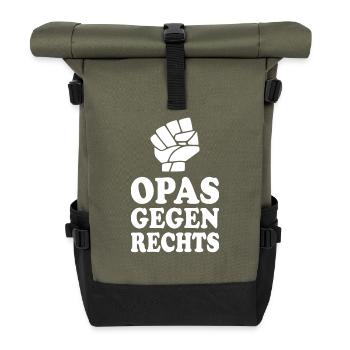 Opas gegen rechts - Rolltop Rucksack - Olive/Schwarz - Vorne