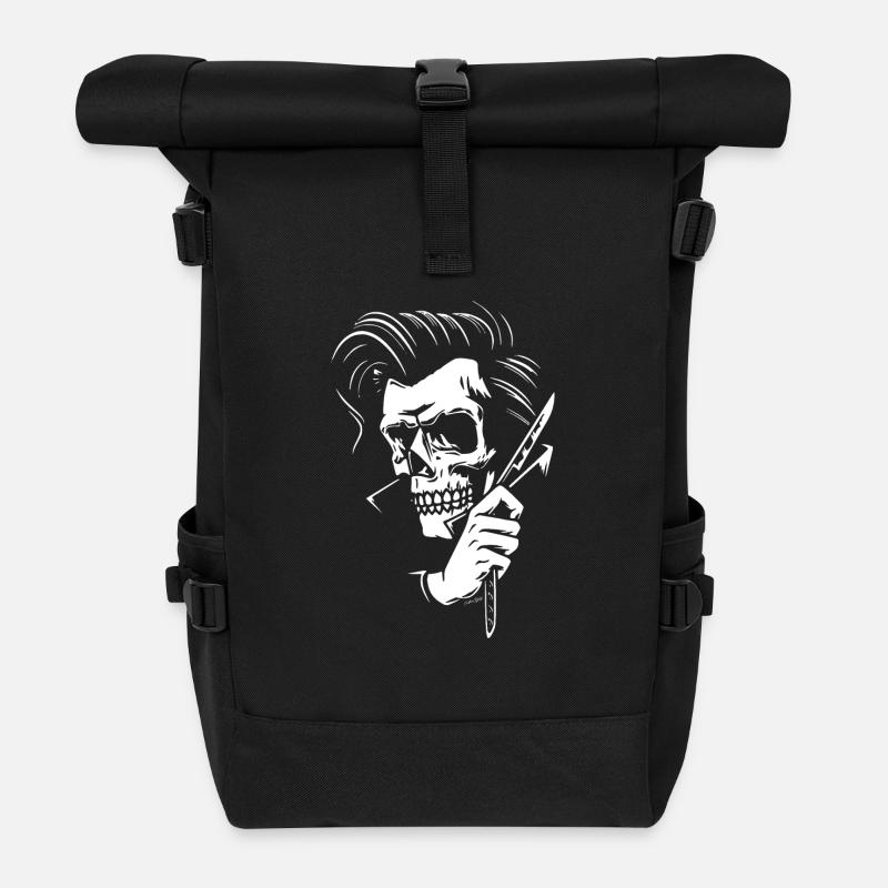 Rockabilly - Psychobilly 50s Hipster Skull - Rolltop Rucksack - Schwarz