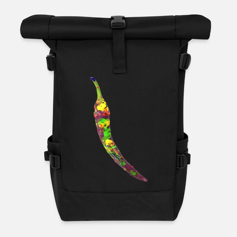 Chili Farbexplosion Illustration - Rolltop Rucksack - Schwarz