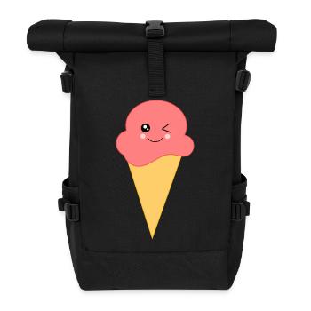 Eis Eiscreme Erdbeereis - Rolltop Rucksack - Schwarz - Vorne