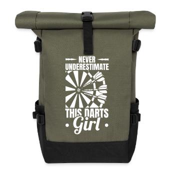 Unterschätze nie dieses Darter Mädchen - Rolltop Rucksack - Olive/Schwarz - Vorne