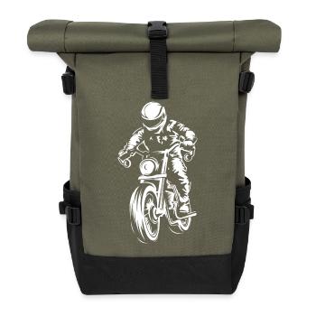 Moto Caferacer Custom Illustration Logo icon - Sac à dos roll top - olive/noir - Devant