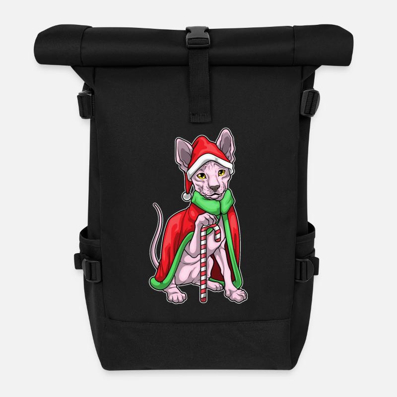 Sphynx Katze Weihnachten Zuckerstange - Rolltop Rucksack - Schwarz