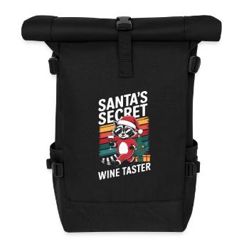 Raccoon Christmas Wine Funny Saying - Roll Top Backpack - black - Front