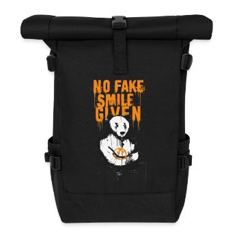 No Fake Smile Polar Panda - Edgy Streetwear Design - Roll Top Backpack - black - Front