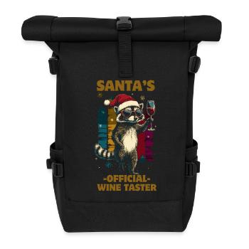 Drôle de dicton vin Noël raton laveur - Sac à dos roll top - noir - Devant