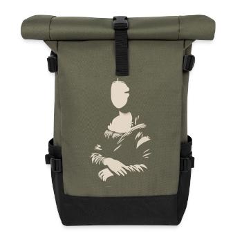 Mona Lisa (La Joconde) blank - Roll Top Backpack - olive/black - Front