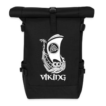 White Viking Ship - Roll Top Backpack - black - Front