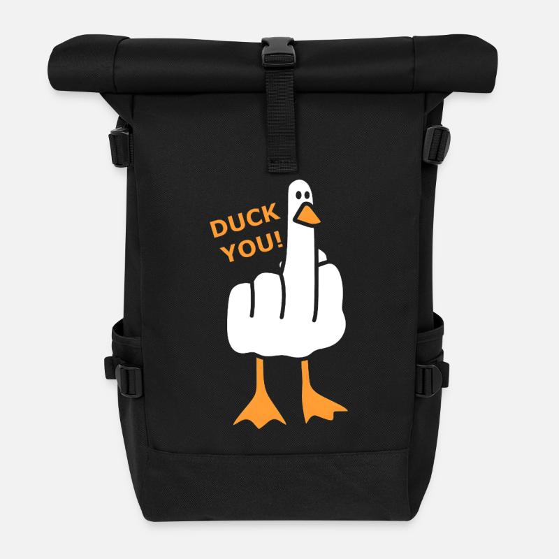 Freche Ente - Duck You! - Rolltop Rucksack - Schwarz