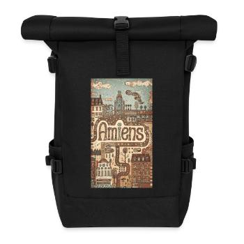Amiens Cityscape Whimsy - Roll Top Backpack - black - Front