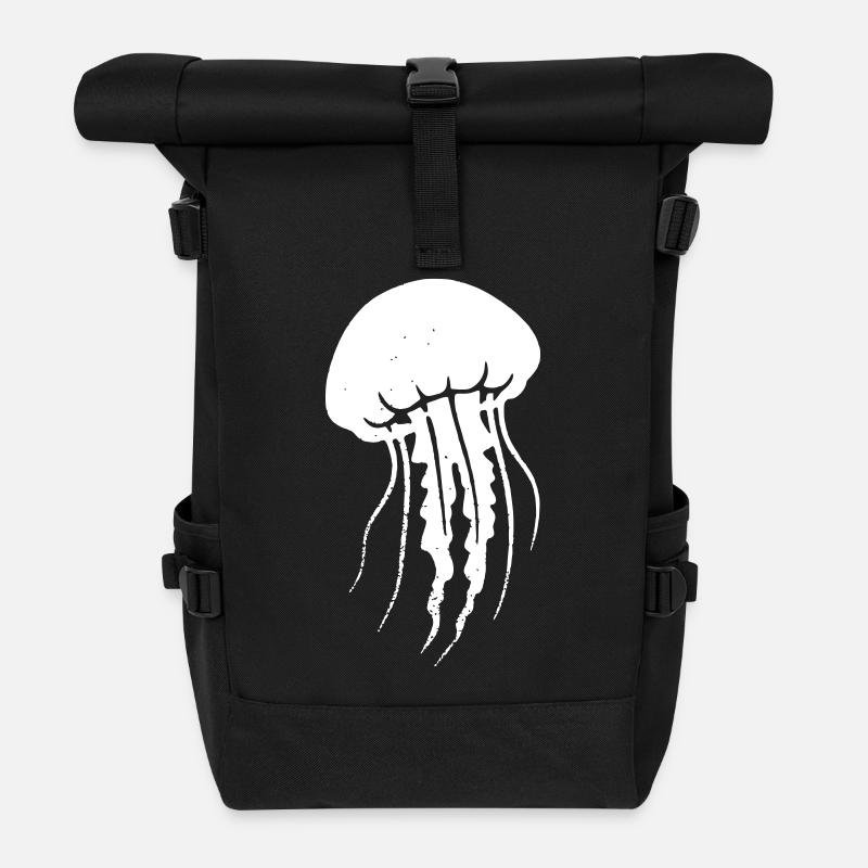 Jellyfish Jellyfish Ocean Vintage Vector - Roll Top Backpack - black
